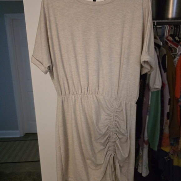 Express Cream Ruched Mini Dress - Picture 2 of 5